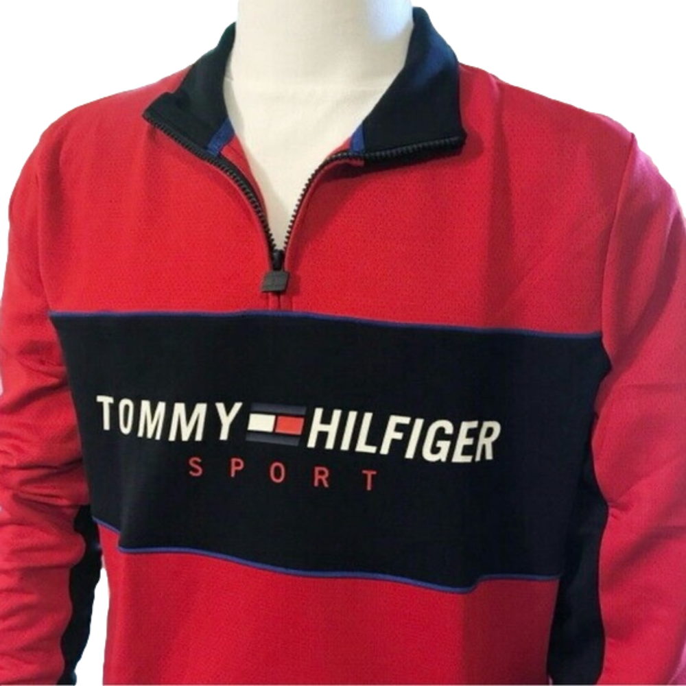 Red Tommy Hilfiger sport 1/4 zip size xs